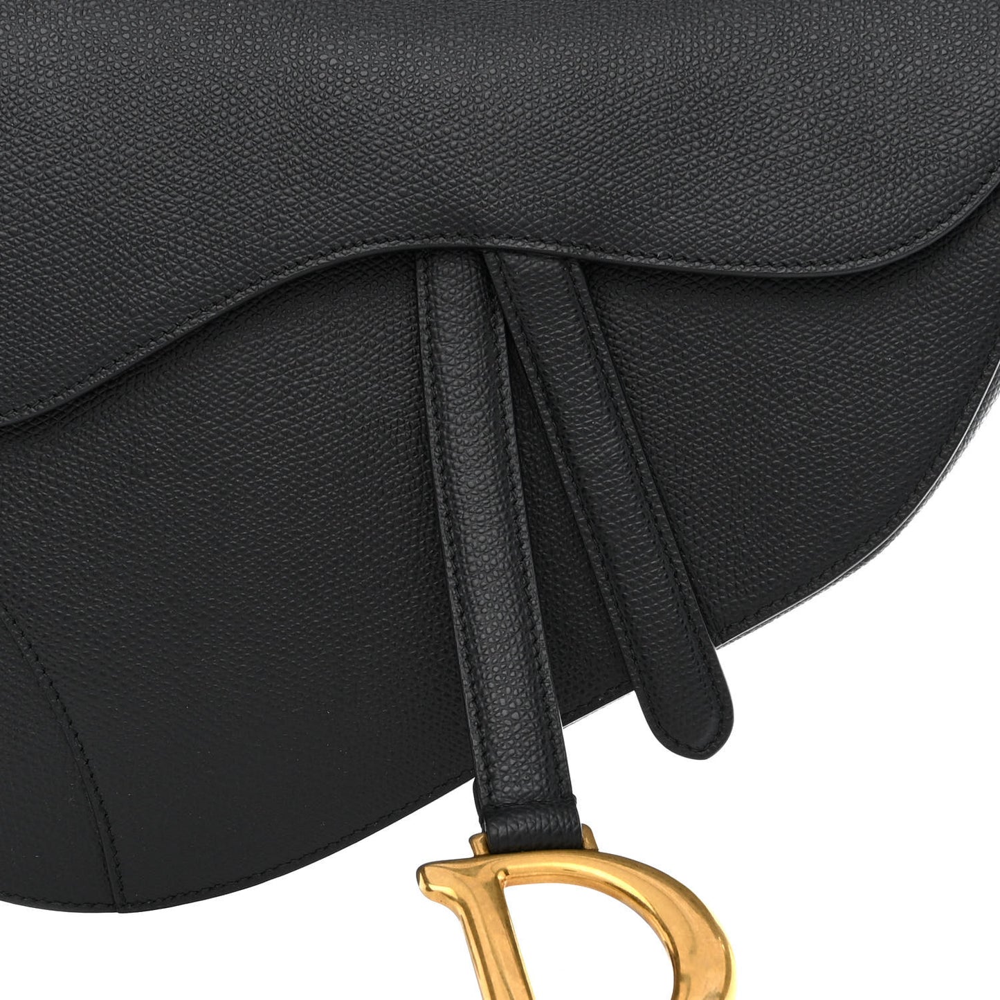 Grained Calfskin Saddle Bag Black