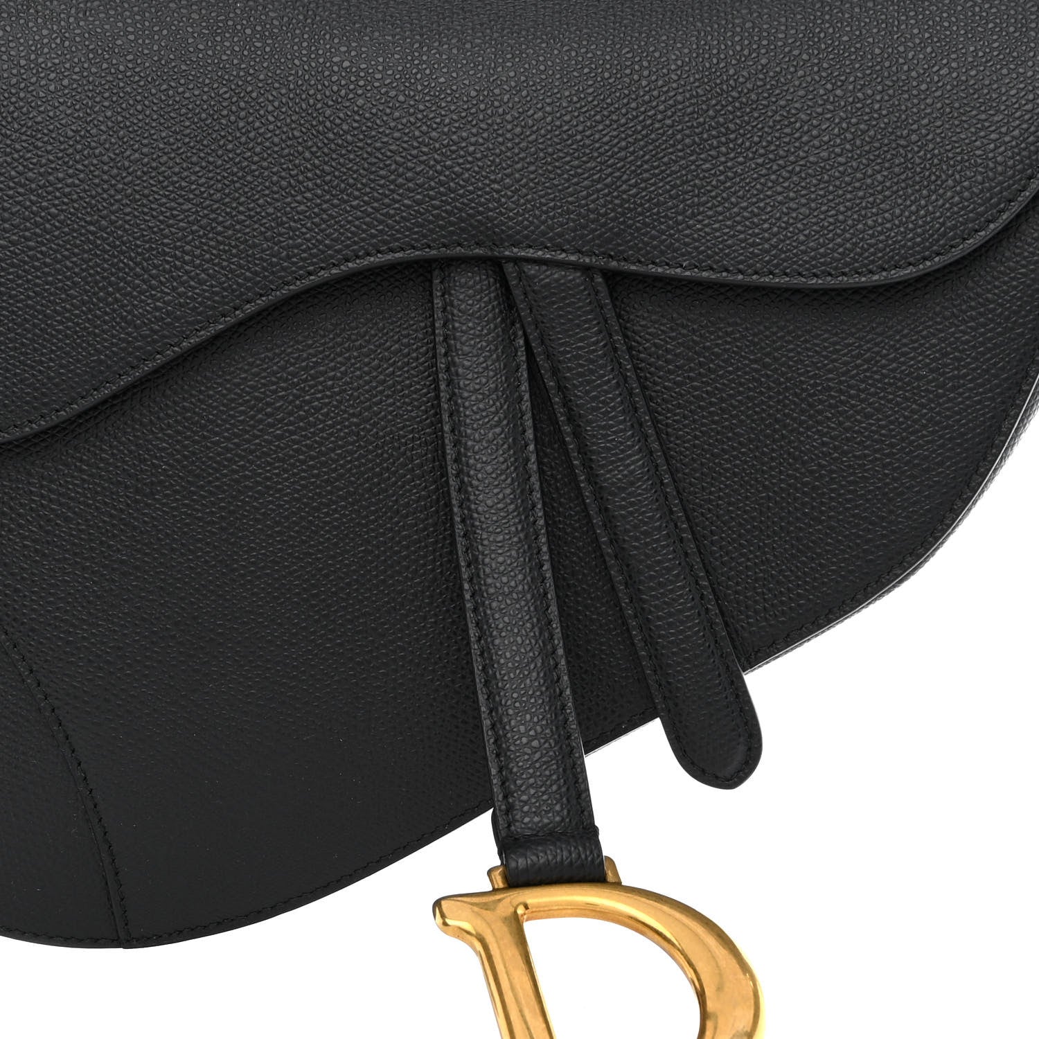 Christian Dior Grained Calfskin Saddle Bag Black 8 of 10