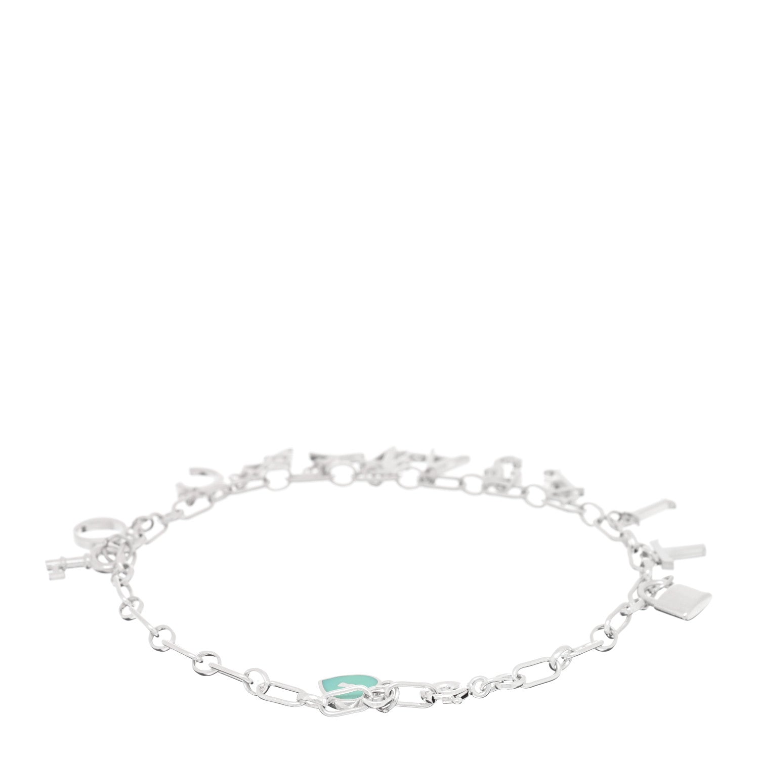 Tiffany Sterling Silver Enamel Love Notes Logo Charm Bracelet Blue 2 of 3