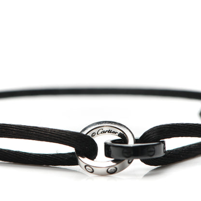 Cartier 18K White Gold Ceramic 4 Diamond LOVE Cord Bracelet Black 4 of 6