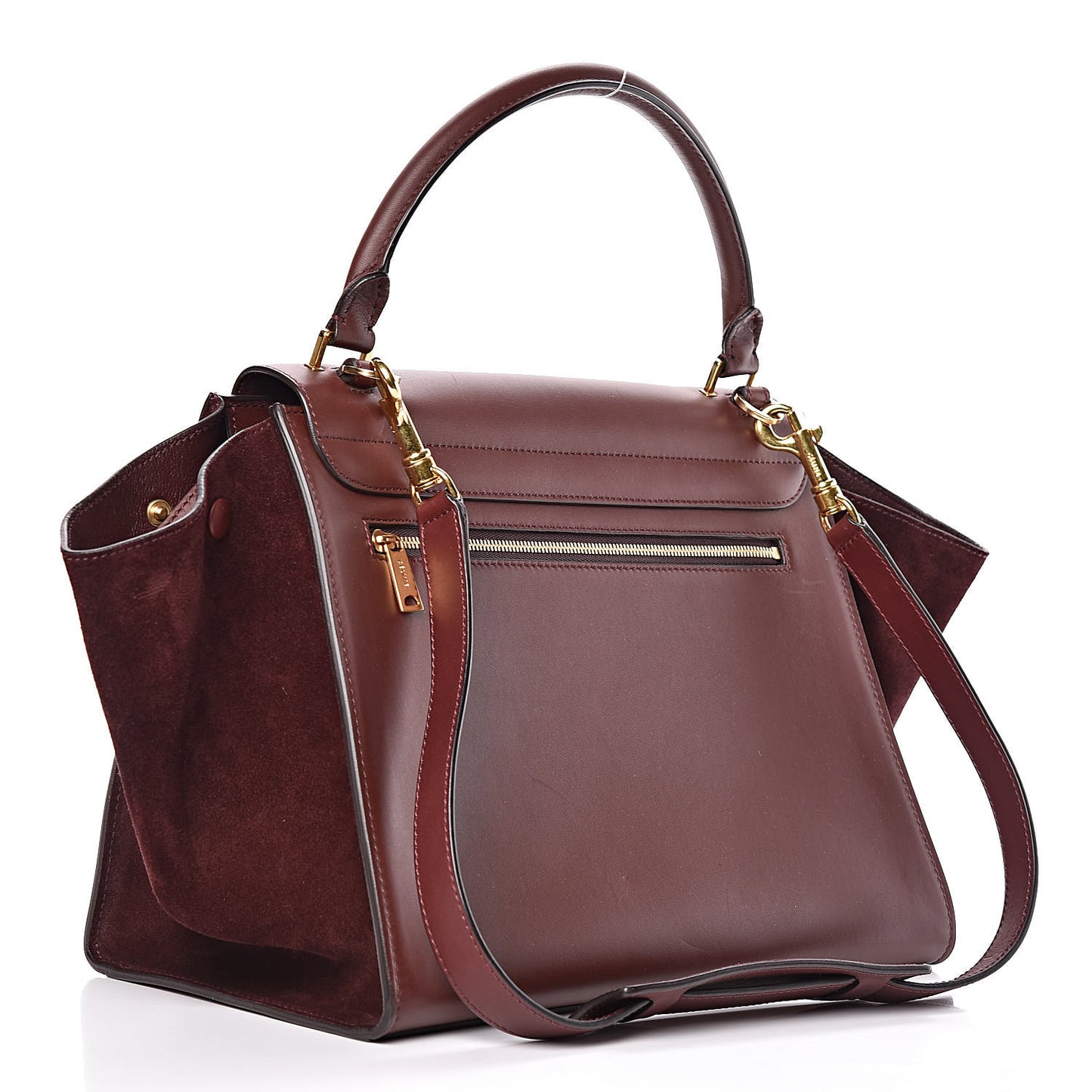 Smooth Calfskin Suede Medium Trapeze Burgundy