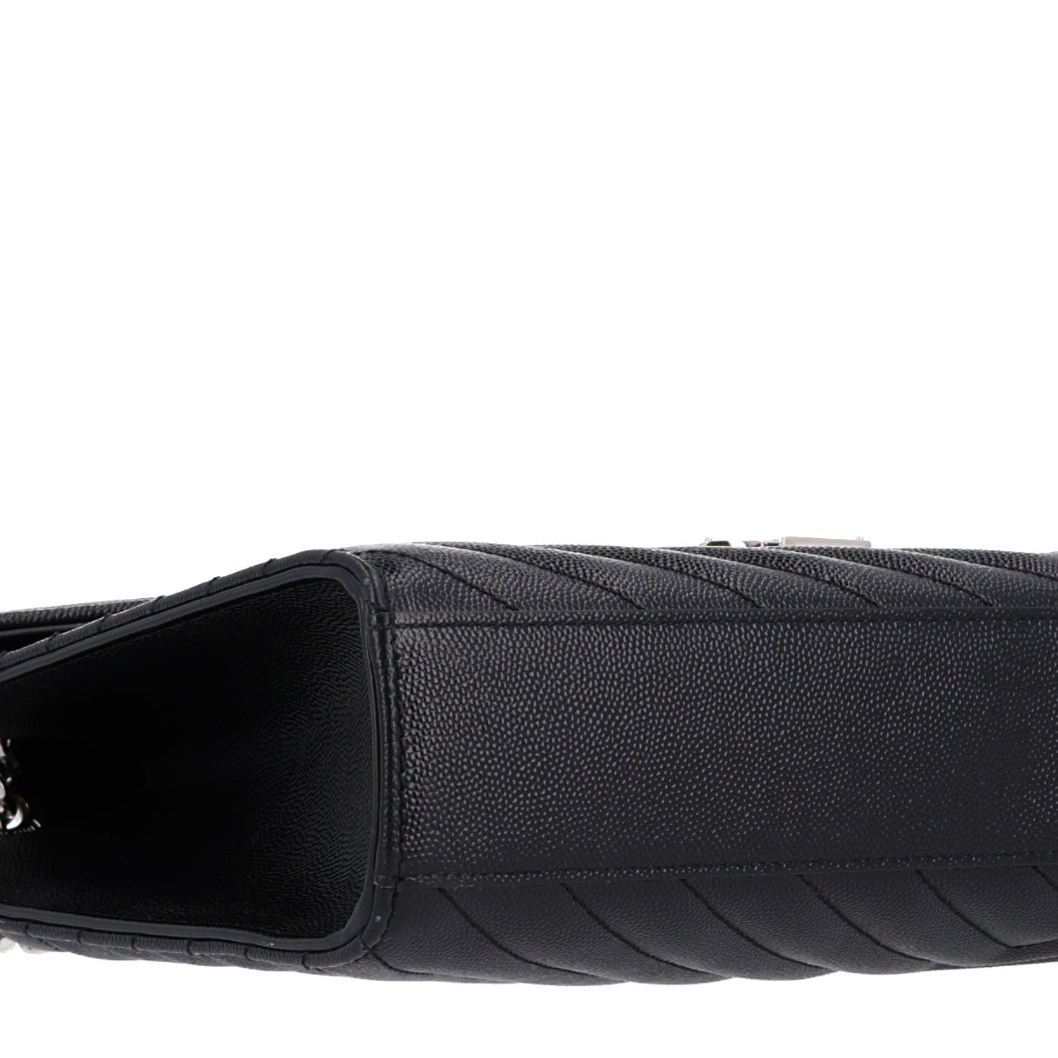 Saint Laurent Grain De Poudre Matelasse Chevron Large Monogram Satchel Black 10 of 11