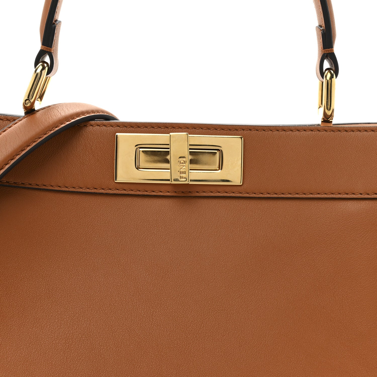 Fendi Vitello Seta Shiny Nappa Medium Peekaboo I SEE U Satchel Brandy Light Rose 9 of 12