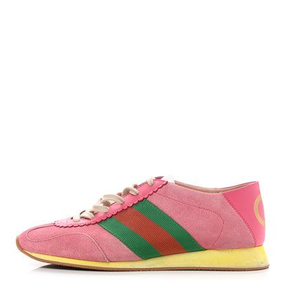 Gucci Suede Web Womens Rocket Sneakers 37 Rhododendron Pink 1 of 12