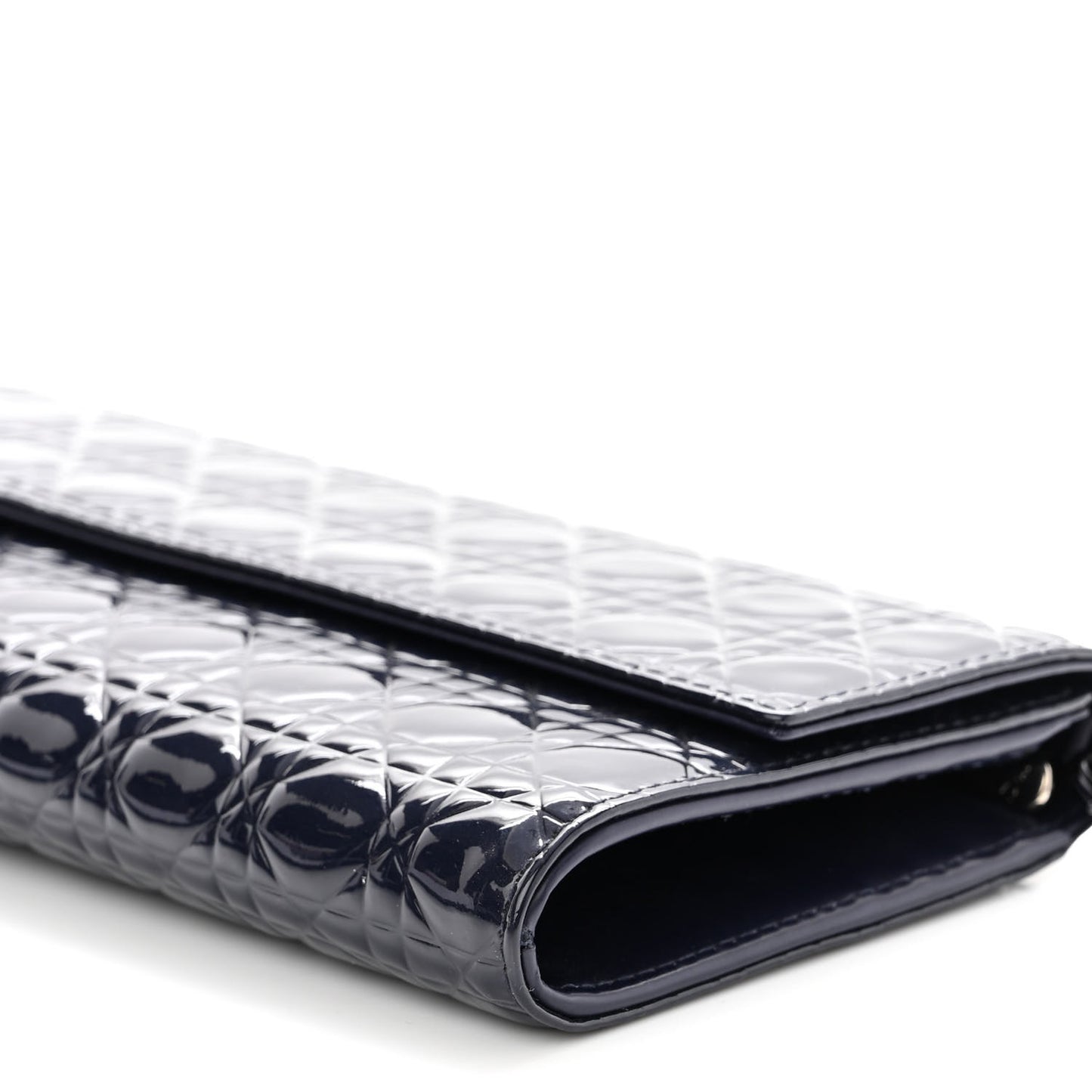 Patent Cannage Chain Wallet Navy Blue