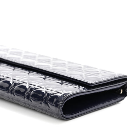 Christian Dior Patent Cannage Chain Wallet Navy Blue 10 of 10