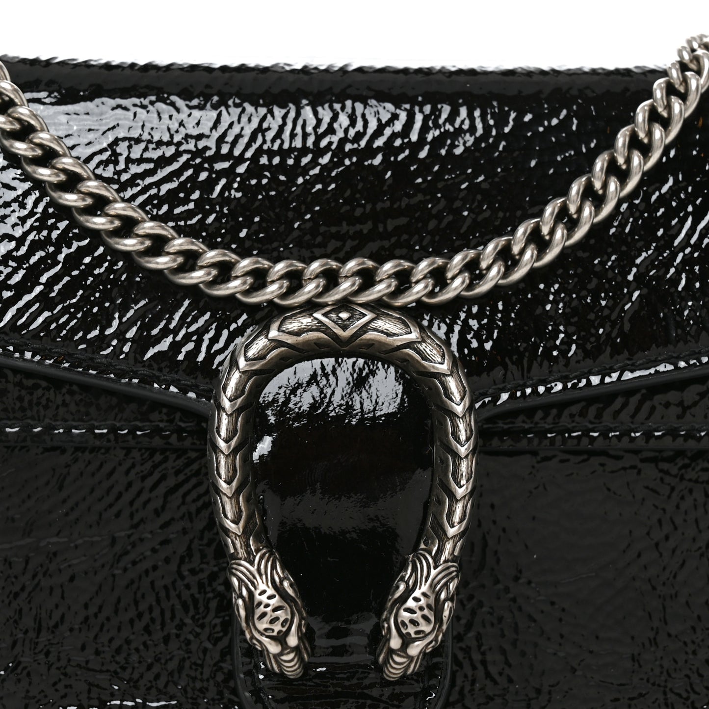 Crinkled Patent Mini Dionysus Shoulder Bag Black