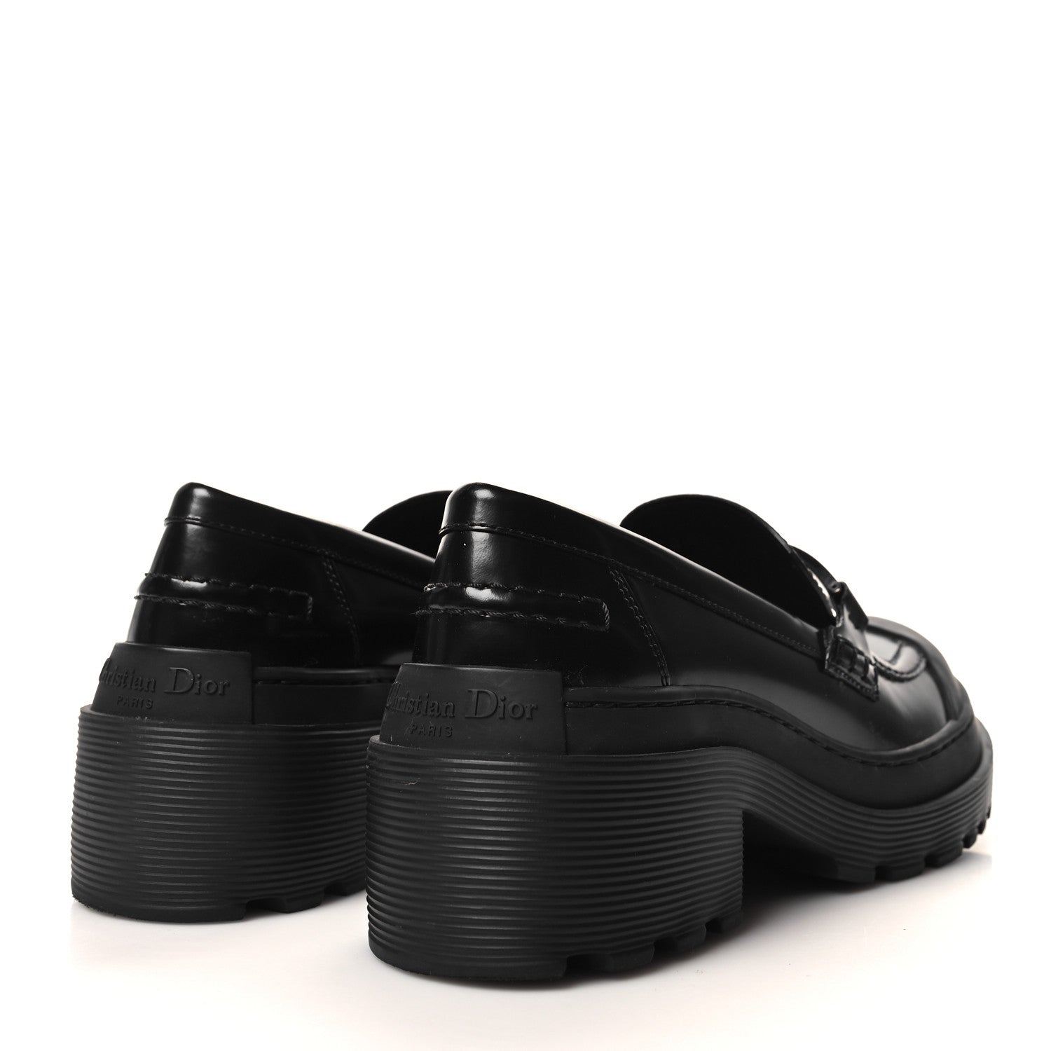 Christian Dior Brushed Calfskin Dior Code Lug Sole 15mm Loafers 36 Black 4 of 8