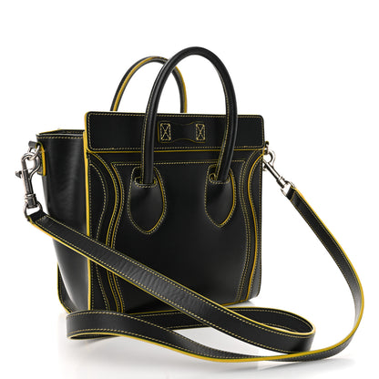Celine Satin Calfskin Nano Debossed Luggage Black Yellow 3 of 11