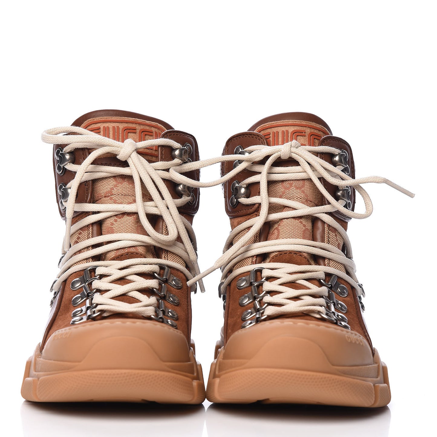 X SEGA Suede Calfskin GG Monogram Womens Flashtrek High-Top Sneakers 36.5 New Cuir Beige Ruggine