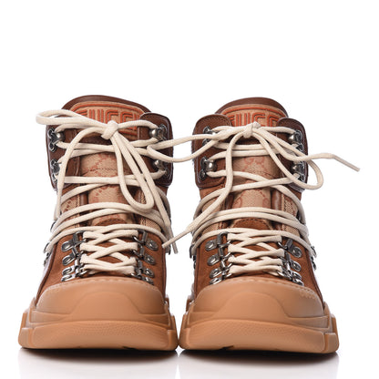 Gucci X SEGA Suede Calfskin GG Monogram Womens Flashtrek High-Top Sneakers 36.5 New Cuir Beige Ruggine 2 of 9