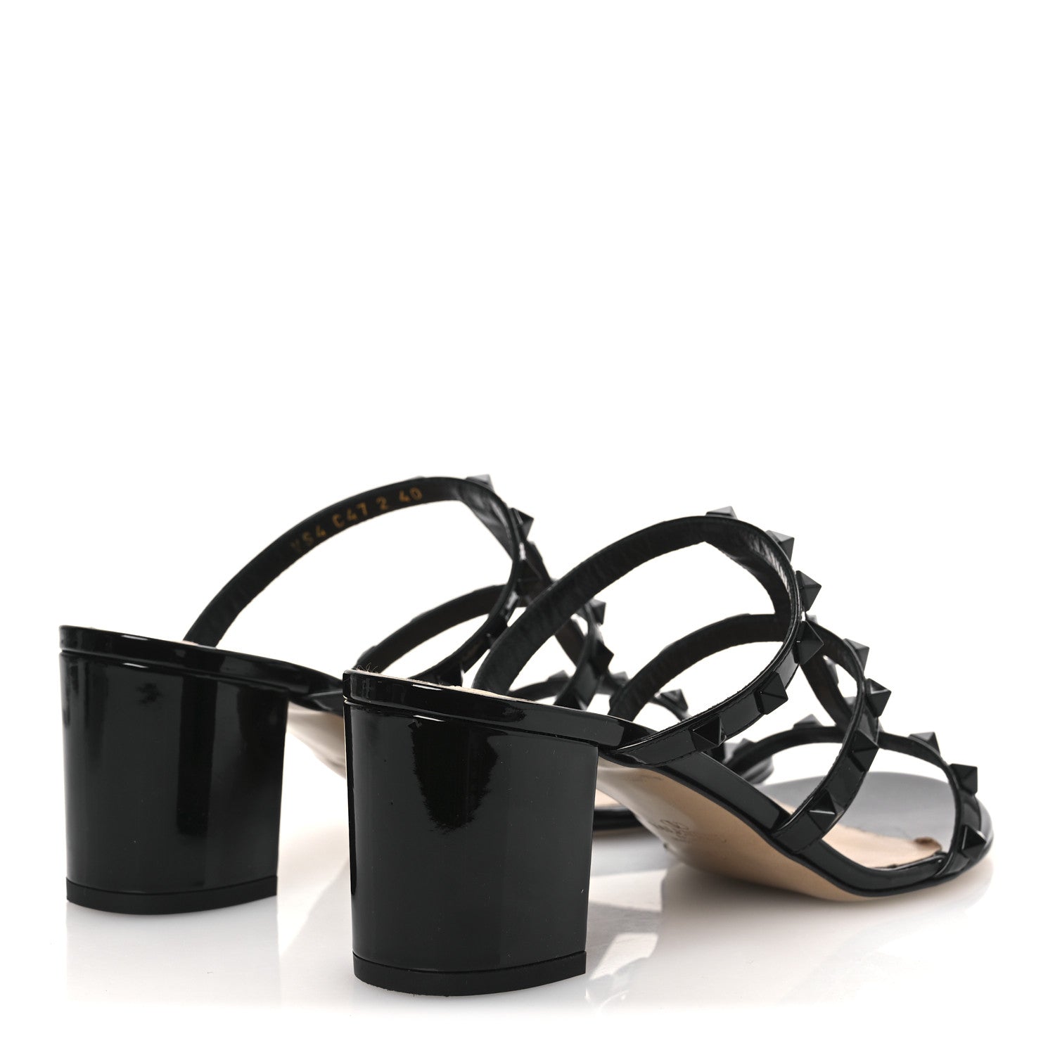 Valentino Garavani Patent Lacquered Monochrome Rockstud 60mm Caged Slide Sandals 40 Black 5 of 13