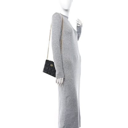Christian Dior Calfskin Cannage Caro Zipped Pouch With Chain Black 2 of 11