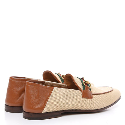 Gucci Canvas Web Mens Brixton Horsebit Loafers 6.5 Sand Light Cuir 4 of 8