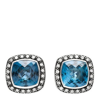David Yurman Sterling Silver Diamond Blue Topaz 11mm Albion Earrings 1 of 4