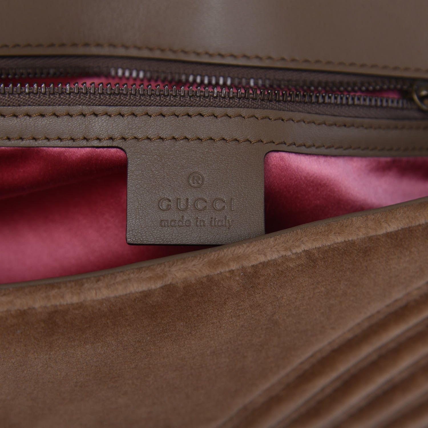 Gucci Velvet Matelasse Small GG Marmont Shoulder Bag Taupe 6 of 10