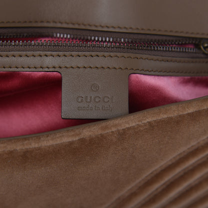 Gucci Velvet Matelasse Small GG Marmont Shoulder Bag Taupe 6 of 10