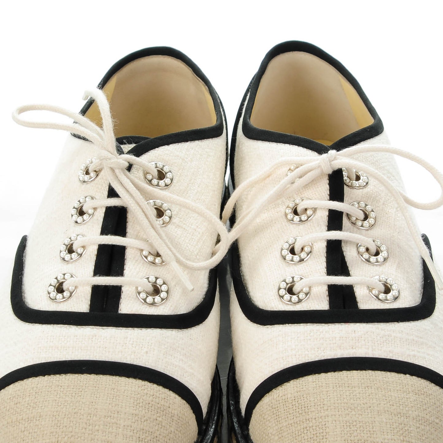 Cotton Lace Up Espadrilles 37.5 Beige