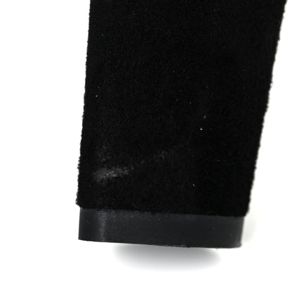 Prada Metallic Calfskin Suede Heel Sandals 38.5 Silver Black 13 of 16