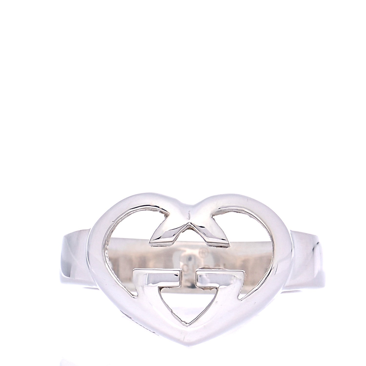 Gucci Sterling Silver Britt Interlocking G Heart Ring 54 7 1 of 8