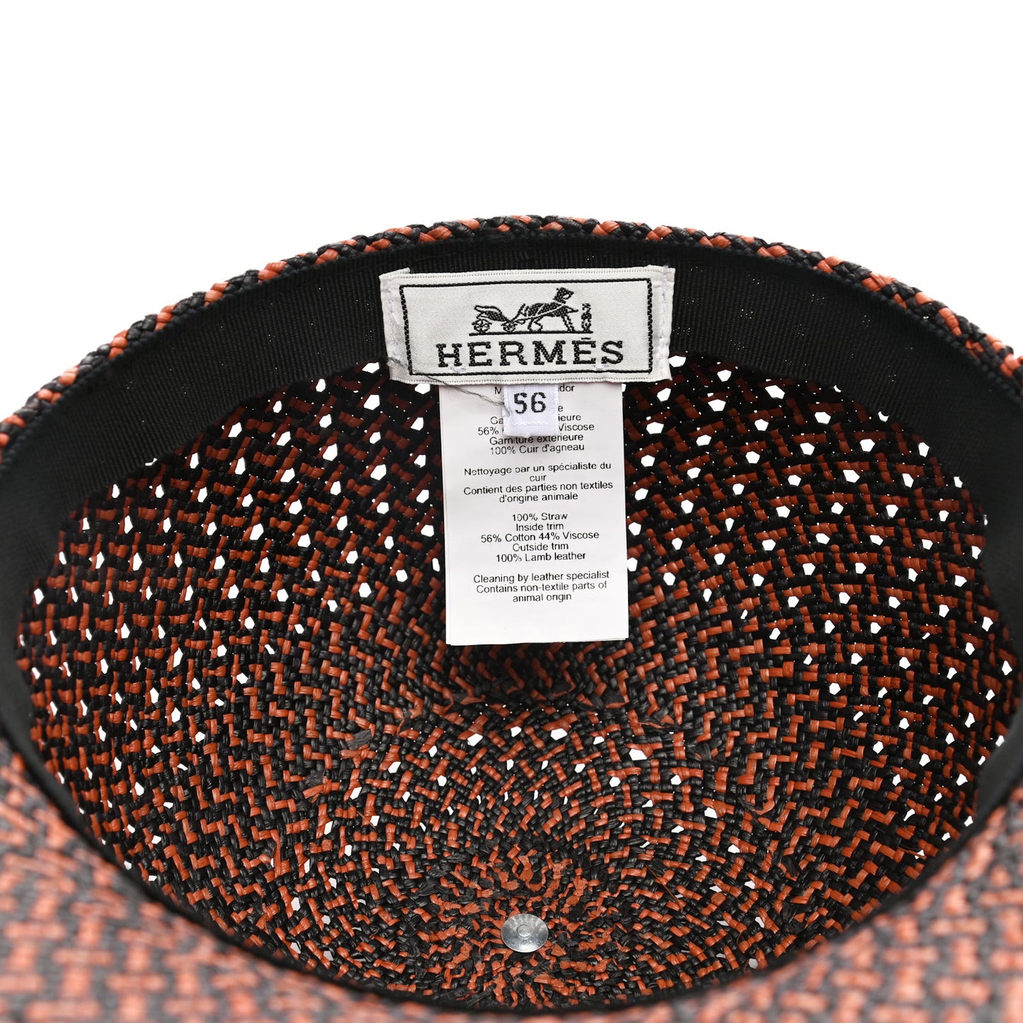 Panama Straw Chapeau Tanzanie Canna Hat 56 Terracotta Black