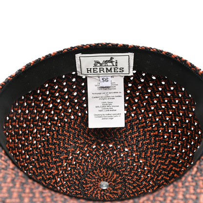 Hermes Panama Straw Chapeau Tanzanie Canna Hat 56 Terracotta Black 8 of 8