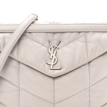 Saint Laurent Lambskin Quilted Medium Loulou Puffer Monogram Chain Satchel Granite 8 of 11