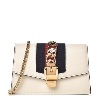 Gucci Calfskin Super Mini Sylvie Chain Shoulder Bag White 1 of 8
