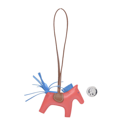 Hermes Milo Lambskin Grigri Rodeo Horse Bag Charm PM Rose Texas Bleu Zanzibar Gold 2 of 5