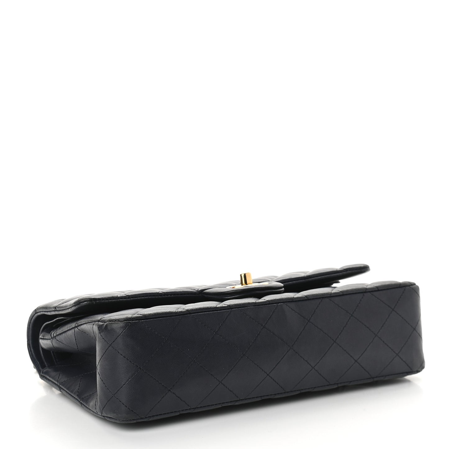 Lambskin Quilted Medium Double Flap Navy