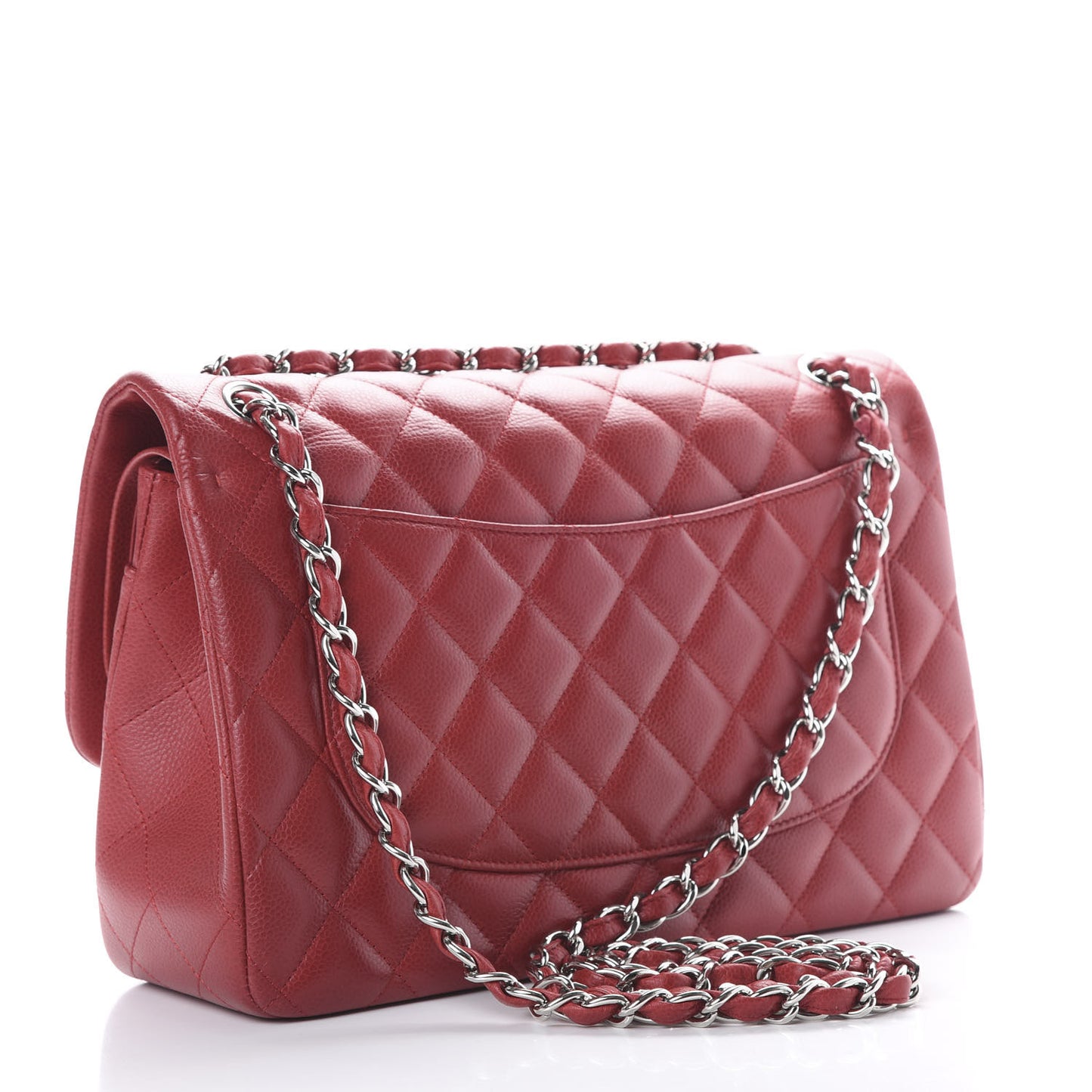 Caviar Quilted Jumbo Double Flap Red