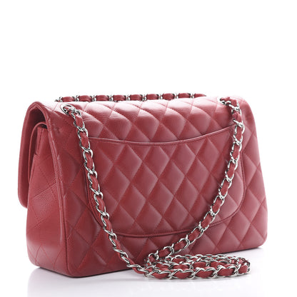 Chanel Caviar Quilted Jumbo Double Flap Red 2 of 10