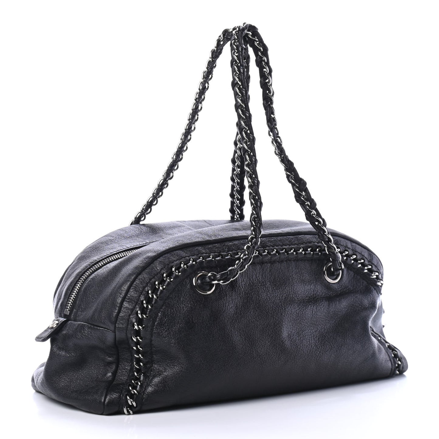 Goatskin Medium Luxe Ligne Bowler Black