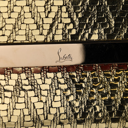 Christian Louboutin Laminated Specchio Chevron Rougissime Clutch Gold 8 of 11