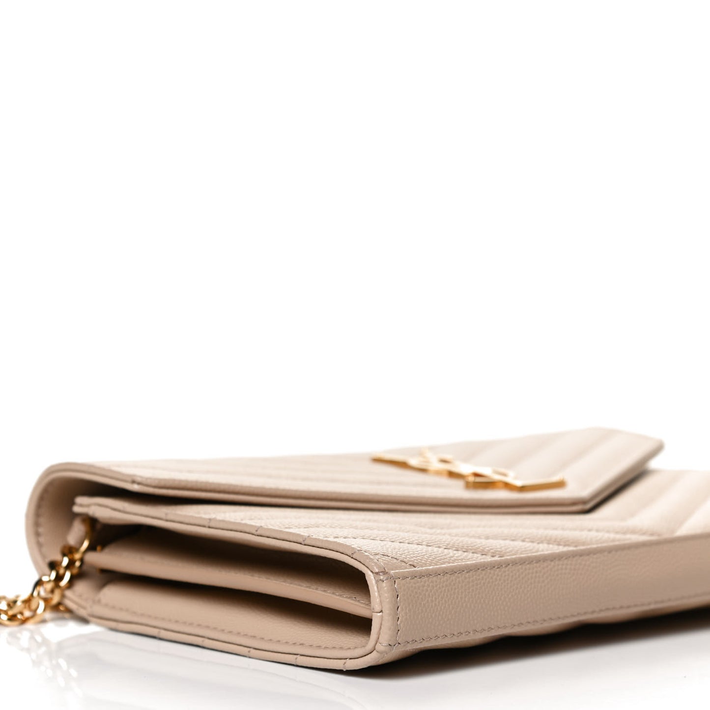 Grain De Poudre Matelasse Chevron Monogram Chain Wallet Nude Powder