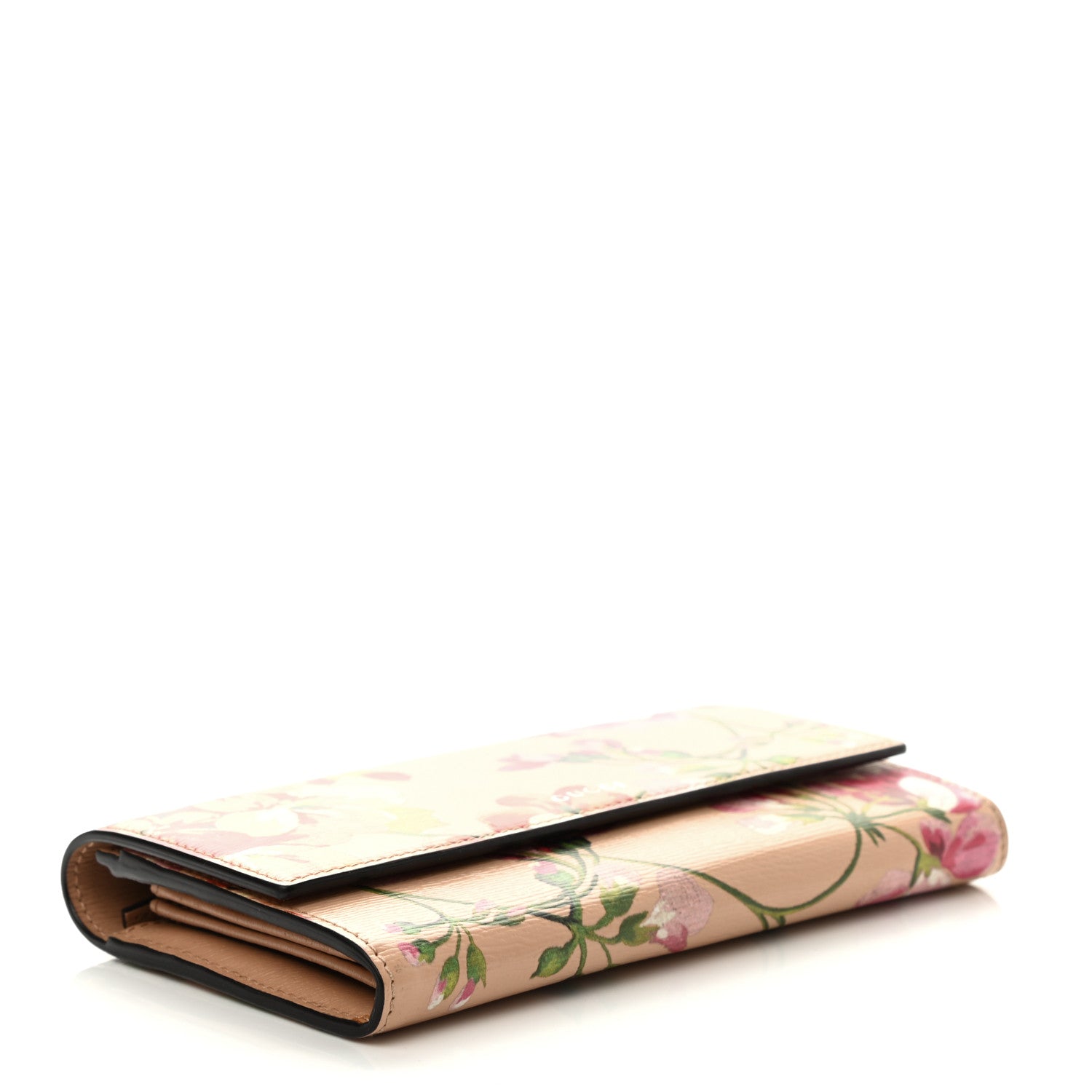 Gucci Calfskin Blooms Print Continental Wallet Pink Apricot Multicolor 4 of 7
