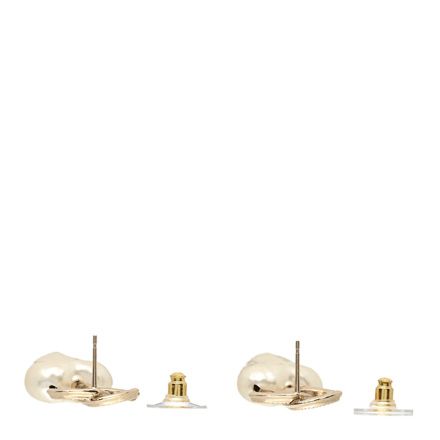 Chanel Pearl CC Heart Drop Earrings Gold 3 of 5