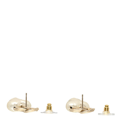 Chanel Pearl CC Heart Drop Earrings Gold 3 of 5