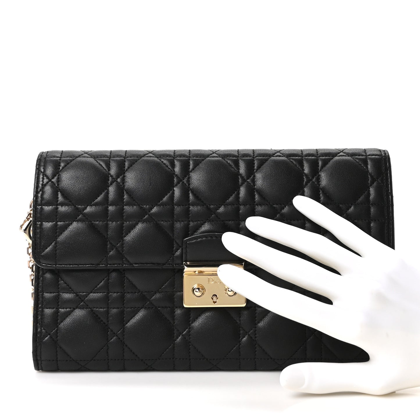 Lambskin Cannage Miss Dior Clutch Black