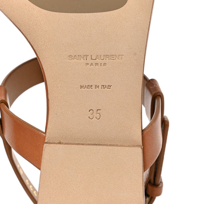 Saint Laurent Calfskin Cassandra Monogram Sandals 35 Brown 6 of 10