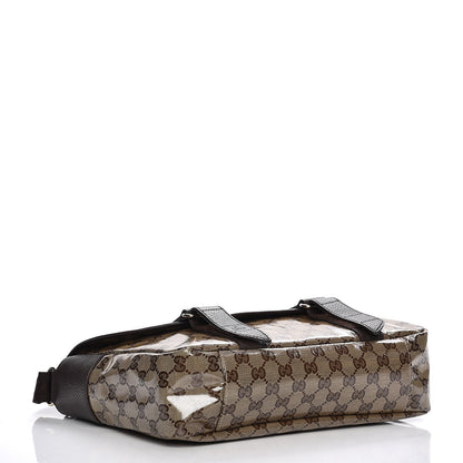 Gucci Crystal Monogram Medium Double Buckle Flap Messenger Beige Dark Brown 4 of 7