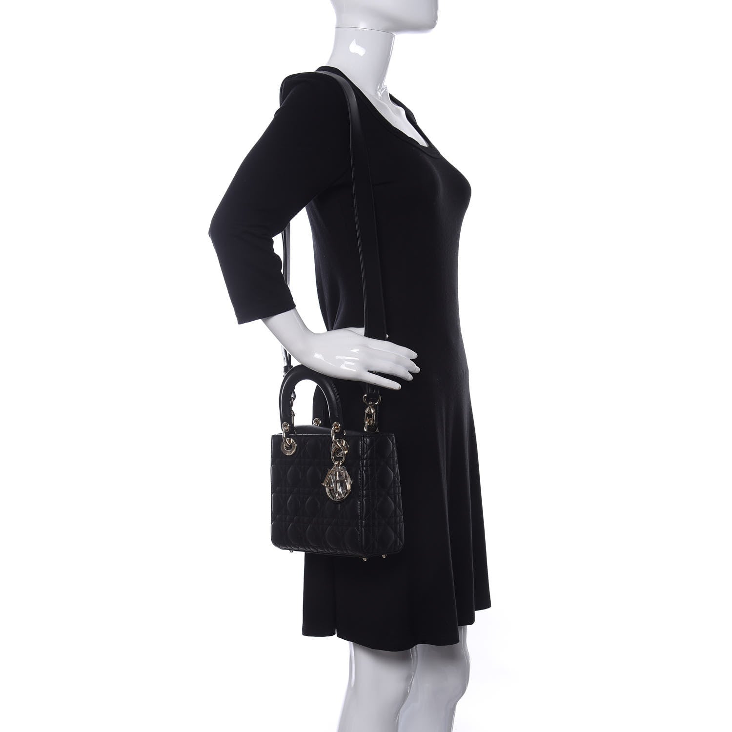 Christian Dior Lambskin Cannage Small My ABCDior Lady Dior Black 2 of 11