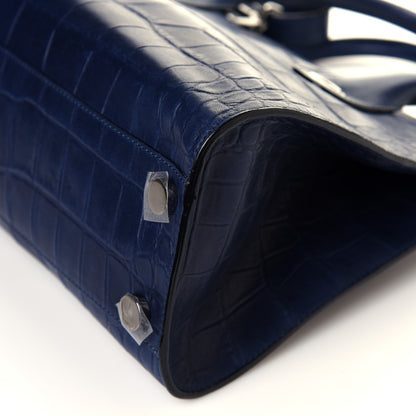 Jimmy Choo Crocodile Embossed Calfskin Riley Tote Steel Blue 11 of 12