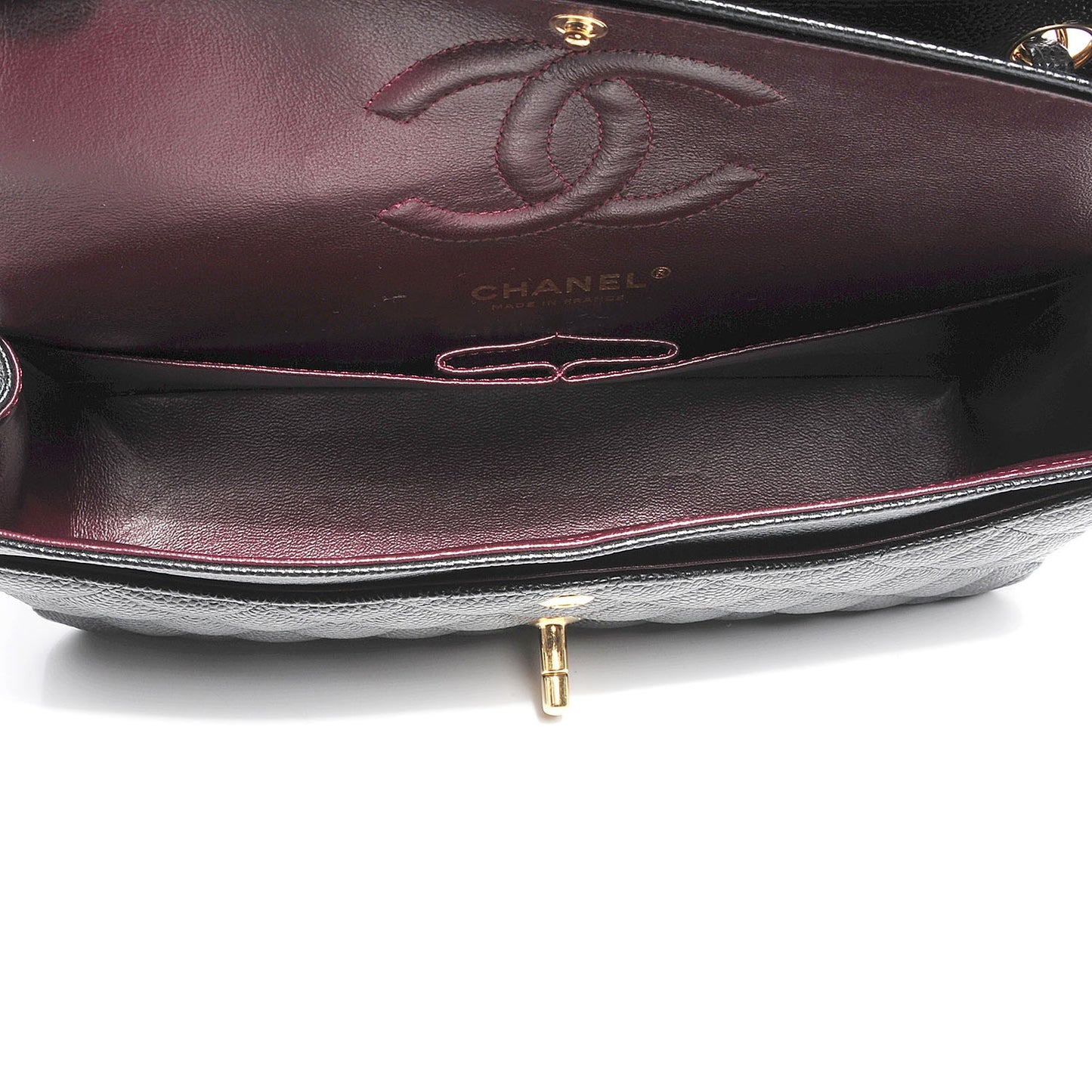 Caviar Quilted Medium Double Flap Black