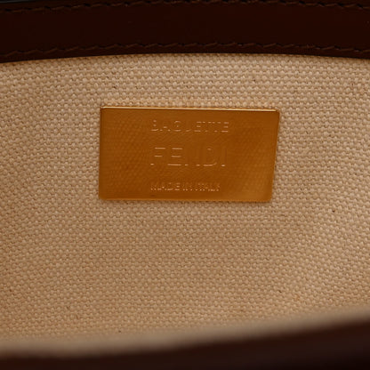 Fendi Sardinian Jacquard Vitello King FF 1974 Embroidered Baguette Corda Praline 6 of 11