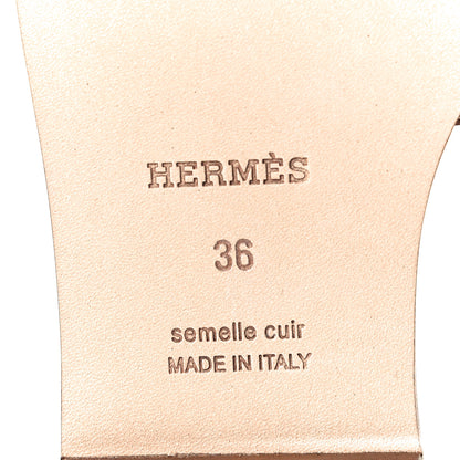 Hermes Calfskin Canvas Oran Sandals 36 Noisette Beige Dore 7 of 8