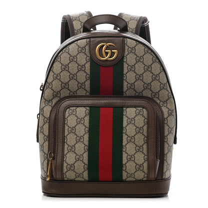Gucci GG Supreme Monogram Calfskin Web Small Ophidia Day Backpack Beige Ebony New Acero 1 of 11