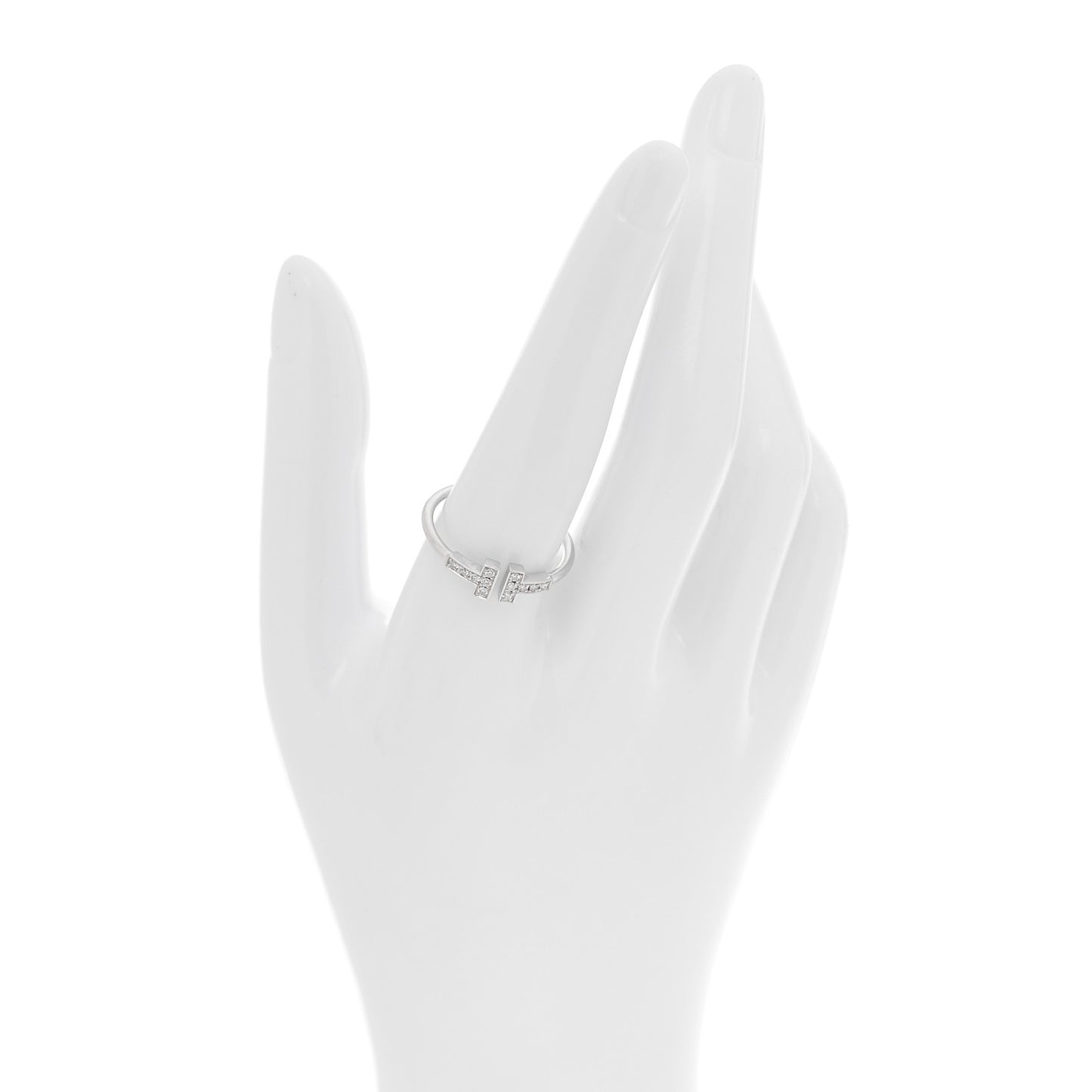 18K White Gold Diamond T Wire Ring 60 9.25