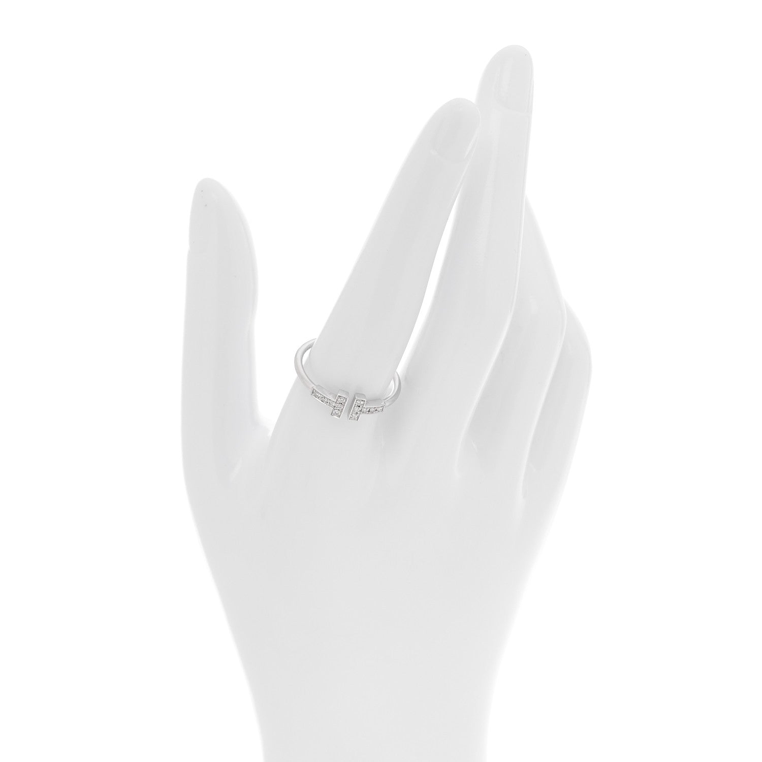 Tiffany 18K White Gold Diamond T Wire Ring 60 9.25 2 of 4