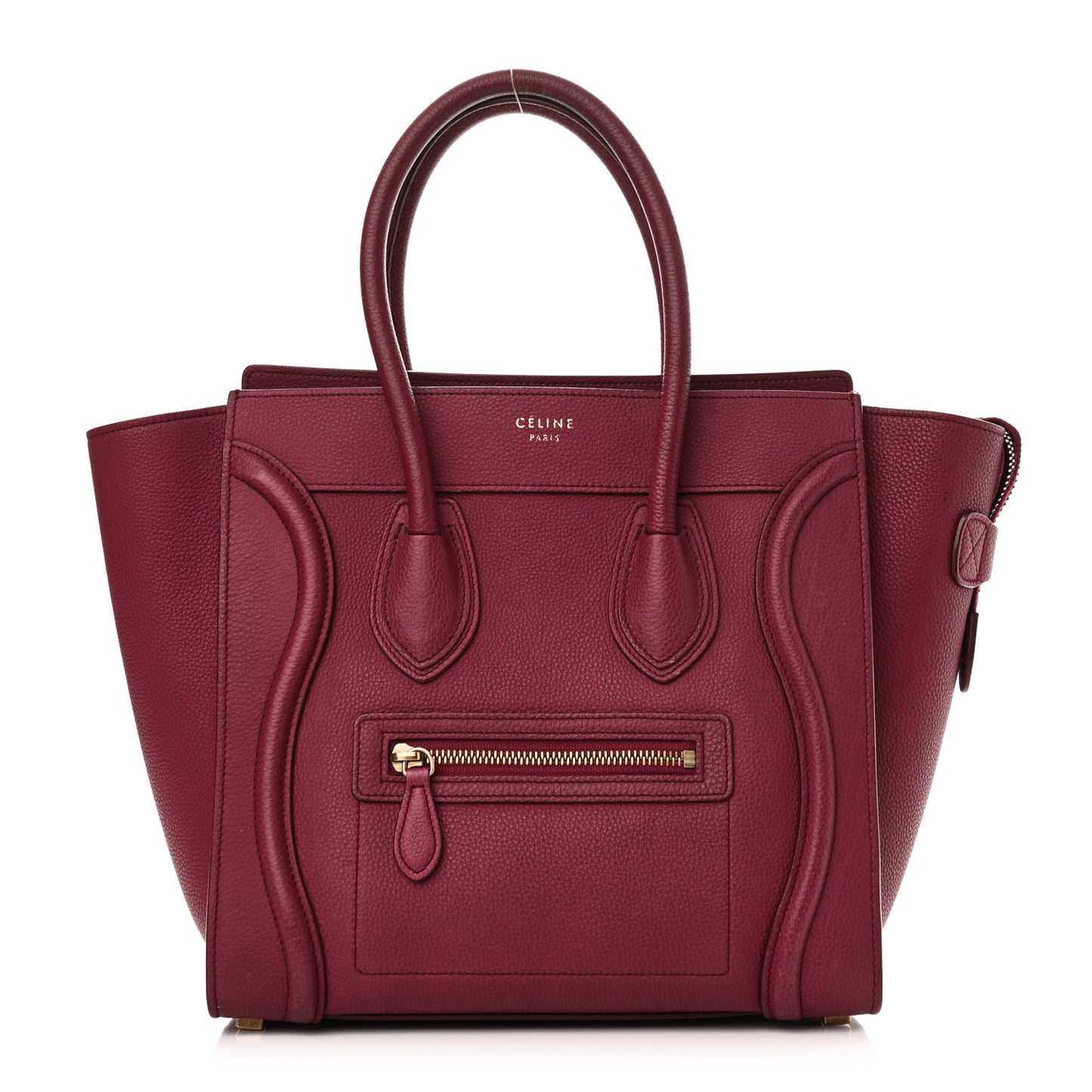 Drummed Calfskin Micro Luggage Plum